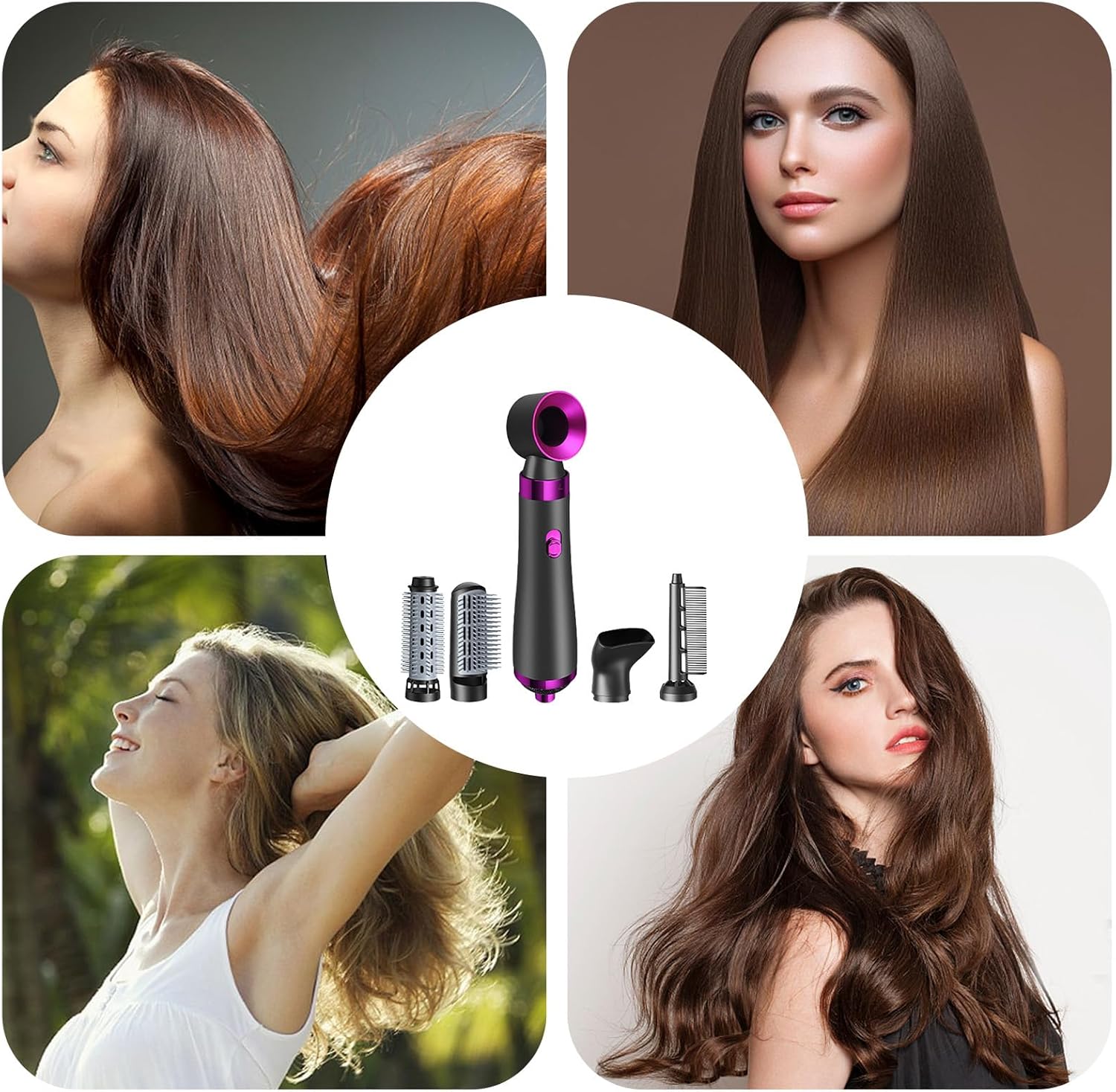 Cepillo Para Secador De,Cepillo Para Secador De - Cepillo Secador 5 En 1 1200W Multifuncional - Cepillo Para Secador De, Accesorios De Peinado Portátiles De 3 Niveles Para Viajes Casa
